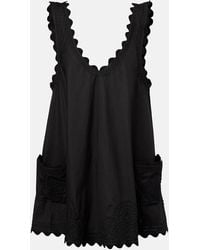 Juliet Dunn - Embroidered Cotton Poplin Minidress - Lyst