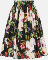 Dolce & Gabbana - Printed Cotton Midi Skirt - Lyst