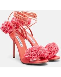 Aquazzura - Cherry Kiss Leather-Trimmed Sandals - Lyst