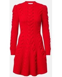 McQueen - Wool And Cashmere Cable Knit Mini Dress Clothing - Lyst
