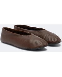 The Row - Stella Shearling-Trimmed Leather Ballet Flats - Lyst