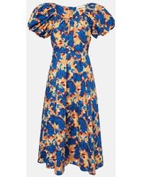 Ulla Johnson - Imara Floral Cotton Poplin Midi Dress - Lyst