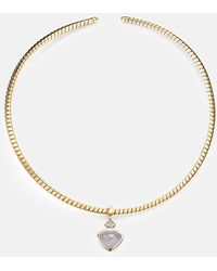 Marina B - Halskette Trisolina Aus 18Kt Gelbgold Mit Diamanten Und Chalcedon - Lyst