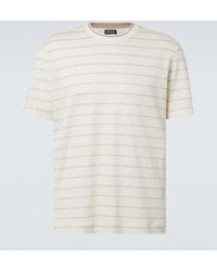 ZEGNA - Striped Linen-Blend T-Shirt - Lyst
