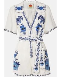 FARM Rio - Bestickter Playsuit Aus Einem Leinengemisch - Lyst