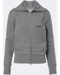 Balenciaga - Logo Cotton Zip-Up Sweatshirt - Lyst