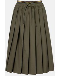 Prada - Pleated Poplin Midi Skirt - Lyst