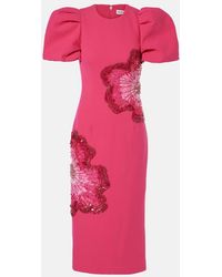 Rebecca Vallance - Layana Puff-Sleeve Embellished Midi Dress - Lyst