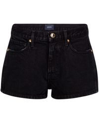 Mugler Kontrastierende Denim Und Jersey-shorts in Schwarz Damen Bekleidung Kurze Hosen Jeans-Shorts und Denim-Shorts 