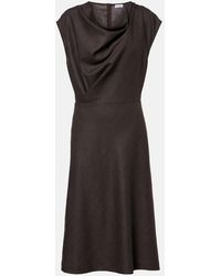 Brunello Cucinelli - Draped Wool-Blend Midi Dress - Lyst