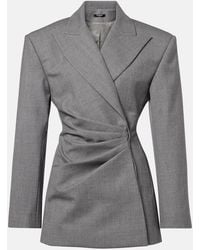 Balmain - Draped Virgin Wool Blazer Dress - Lyst