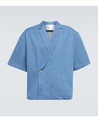 King & Tuckfield - Notch-collar Wrap Denim Bowling Shirt - Lyst
