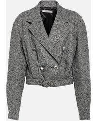 Alessandra Rich - Herringbone Cropped Wool-blend Jacket - Lyst