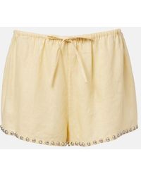 STAUD - Paddle Embellished Linen Shorts - Lyst