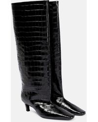 Totême Croc-effect Leather Knee-high Boots - Black