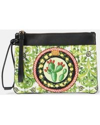 Dolce & Gabbana - Printed Leather-Trimmed Canvas Pouch - Lyst