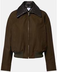 Bottega Veneta - Leather-Trimmed Cotton Twill Blouson Jacket - Lyst
