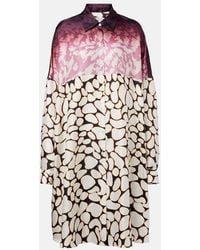 Dries Van Noten - Colorblocked Printed Silk Shirt Dress - Lyst
