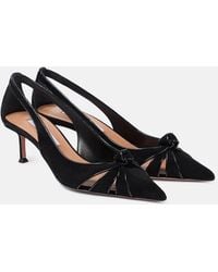 Aquazzura - Premiere 50 Leather-Trimmed Suede Pumps - Lyst