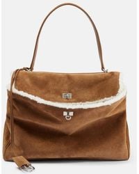 Balenciaga - Rodeo Large Shearling-Lined Suede Shoulder Bag - Lyst