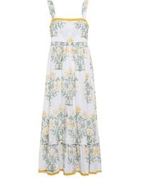 Juliet Dunn - Bedrucktes Midikleid Aus Baumwolle - Lyst