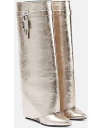 Givenchy - Shark Lock Metallic Leather Knee-high Boots - Lyst