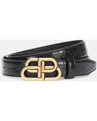 Balenciaga - Bb Croc-effect Leather Belt - Lyst
