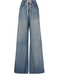 MM6 by Maison Martin Margiela Distressed High-rise Wide-leg Jeans - Blue