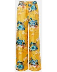 Gucci - Printed Silk Twill Palazzo Pants - Lyst