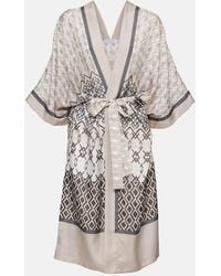 Brunello Cucinelli - Printed Silk Robe - Lyst