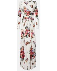 Dolce & Gabbana - Robe Longue En Charmeuse De Soie Melangee A Fleurs - Lyst