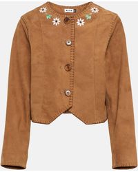 RIXO London - Marianne Embroidered Suede Jacket - Lyst
