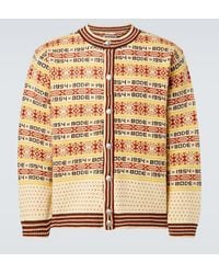 Bode - Marzipan Jacquard Wool Cardigan - Lyst