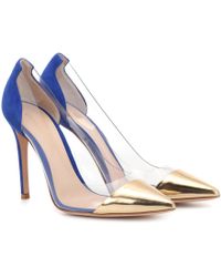 Gianvito Rossi Plexi Leather And Suede Pumps - Blue