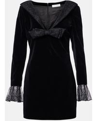 Nina Ricci - Lace-Trimmed Cotton Velvet Minidress - Lyst