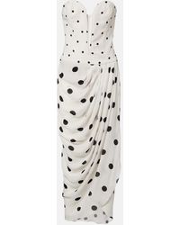 Adriana Degreas - Draped Polka-Dot Bustier Dress - Lyst