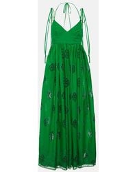 Erdem - Embroidered Cotton-Blend Midi Dress - Lyst