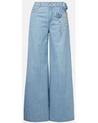 Area - Wide-Leg Jeans Mit Kristallen - Lyst