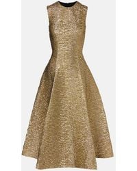 Emilia Wickstead - Mara Metallic-Effect Seersucker Midi Dress - Lyst
