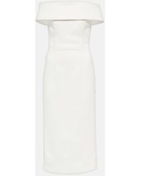 Rebecca Vallance - Bridal Amore Off-shoulder Crepe Midi Dress - Lyst