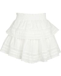 LoveShackFancy Minifalda de algodon con volantes - Blanco