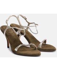 Chloé - Zia Embellished Metallic Leather Sandals - Lyst