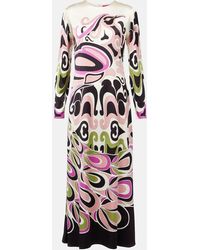 La DoubleJ - Clingy Swing Printed Satin Midi Dress - Lyst