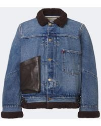 Sacai - Leather-Trimmed Denim Jacket - Lyst