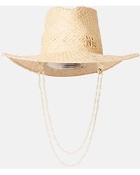 Ruslan Baginskiy - Fedora-Hut Aus Stroh Mit Zierperlen - Lyst