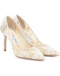 Jimmy Choo Salones Romy 85 de encaje - Blanco