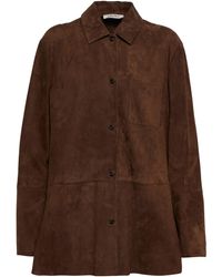 Max Mara Leather Lambskin Suede Jacket in Grey (Grey) | Lyst UK