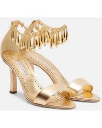 Manolo Blahnik - Nicusan 90 Embellished Leather Sandals - Lyst