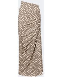 Alaïa - Gathered Polka-Dot Jersey Maxi Skirt - Lyst