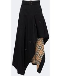 Burberry - Asymmetric Cotton Maxi Skirt - Lyst